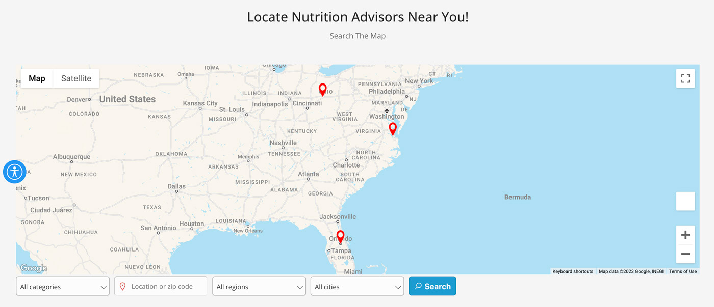 nutritionists map listings